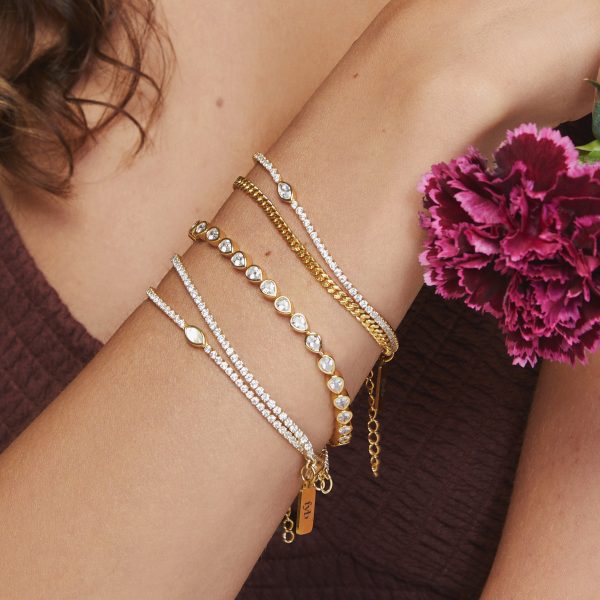 ARYA TENNIS BRACELET MOTHER OF PEARL GOLD on Sale