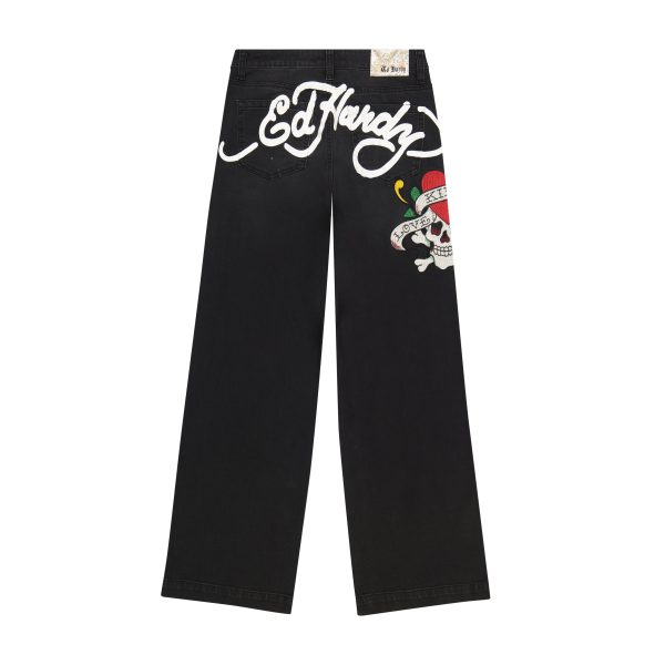 LKS Skull Wide Leg Jean Fashion