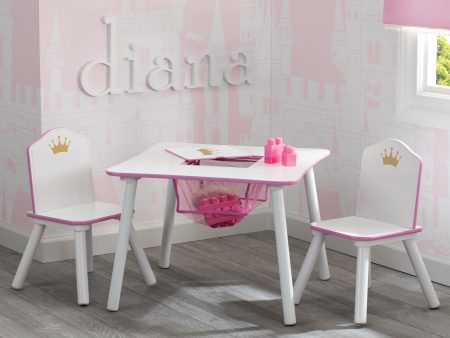 Princess Crown Kids Chair Set and Table, White Pink Online Hot Sale