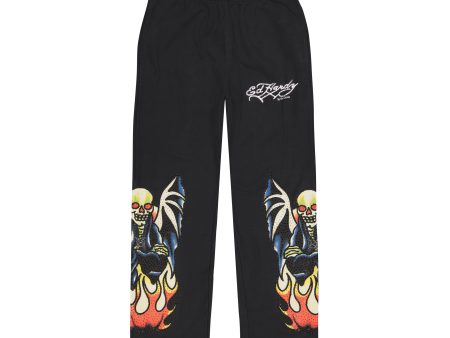 Xman Mens Rhinestone Baggy Sweatpant Black Fashion