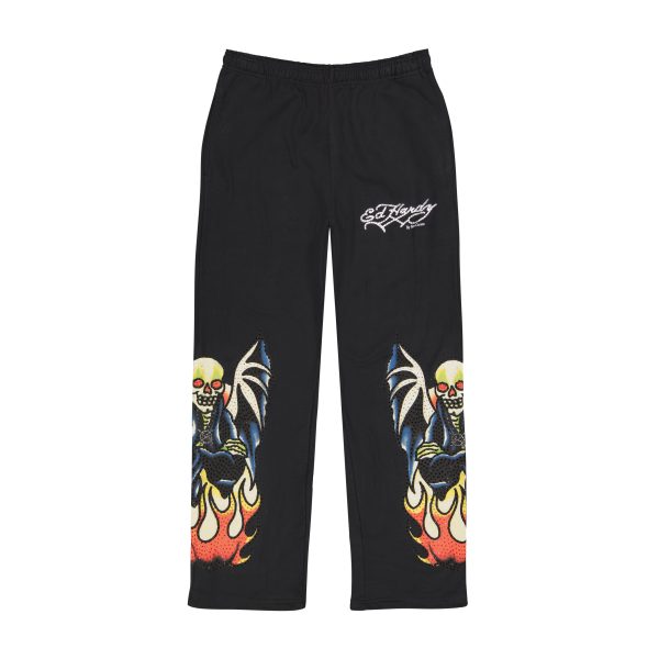 Xman Mens Rhinestone Baggy Sweatpant Black Fashion