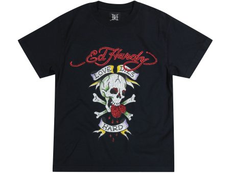 Limited Edition - Rhinestone Love Dies Hard Skull Tee Online