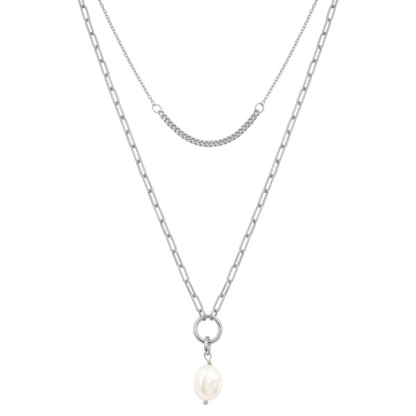 EMILY PEARL LAYER NECKLACE SILVER Online Sale