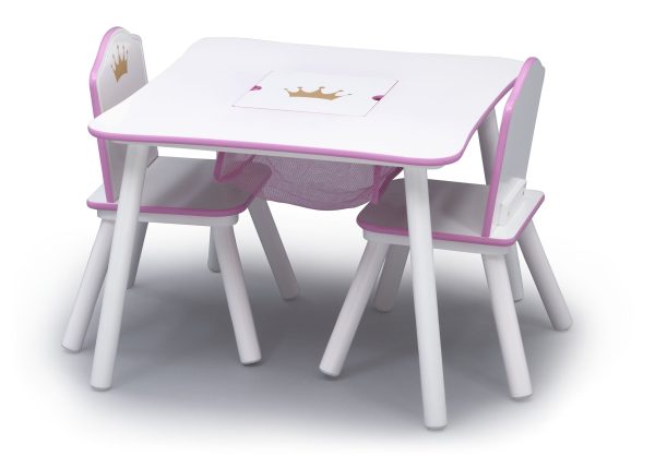 Princess Crown Kids Chair Set and Table, White Pink Online Hot Sale