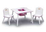 Princess Crown Kids Chair Set and Table, White Pink Online Hot Sale