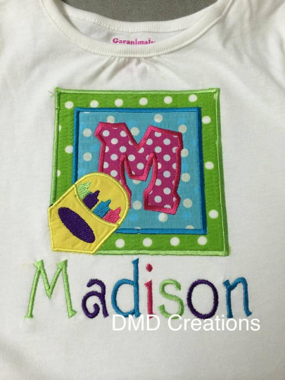 Crayon Box Shirt, Personalized Crayon Box Shirt , Crayon Box Applique Shirt Sale