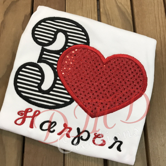 Sequin Heart Shirt, Sequin Heart Birthday shirt Online Sale