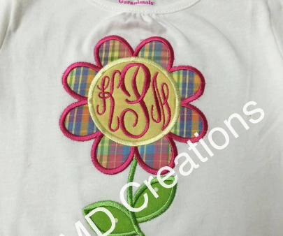 Monogram Flower Applique Shirt , Applique Flower with monogram shirt Discount