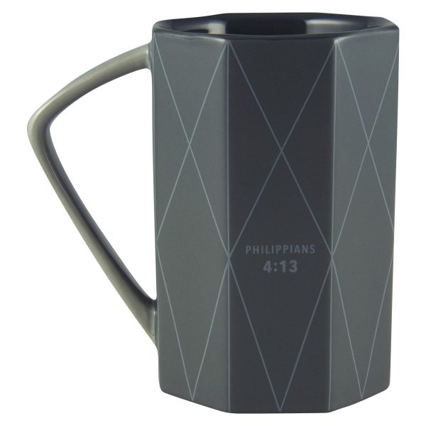 Strength Geometrical Black Ceramic Mug - Philippians 4:13 Online