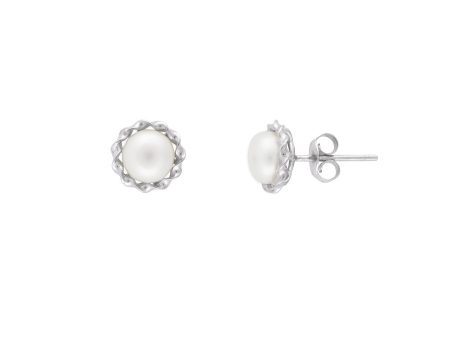 MARGAUX PEARL STUDS SILVER For Discount