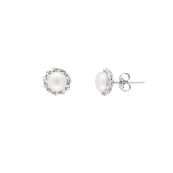 MARGAUX PEARL STUDS SILVER For Discount