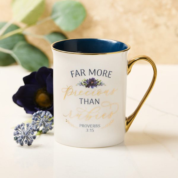 Far More Precious Than Rubies Ceramic Mug - Proverbs 3:15 on Sale