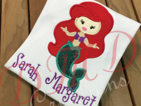 Ariel inspired Shirt, Disney Princess Applique Shirt, Ariel Birthday Shirt For Sale