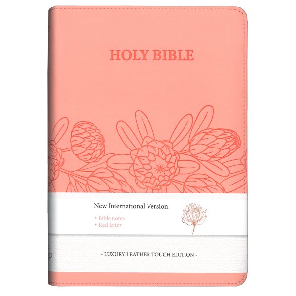 NIV Salmon Pink Protea Imitation Leather Compact Holy Bible Red Letter Online now