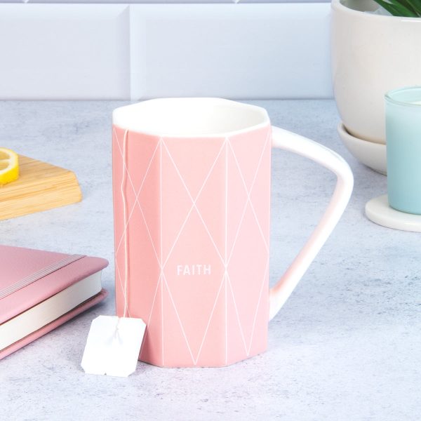 Faith Geometrical Pink Ceramic Mug - Hebrews 11:1 For Sale