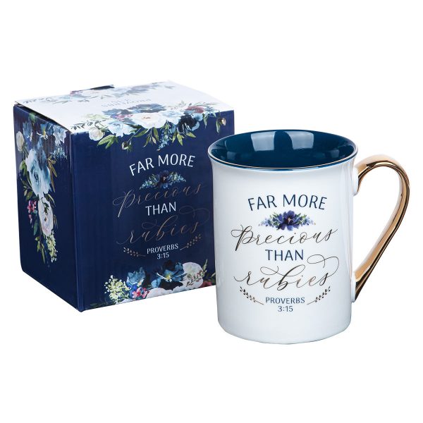 Far More Precious Than Rubies Ceramic Mug - Proverbs 3:15 on Sale