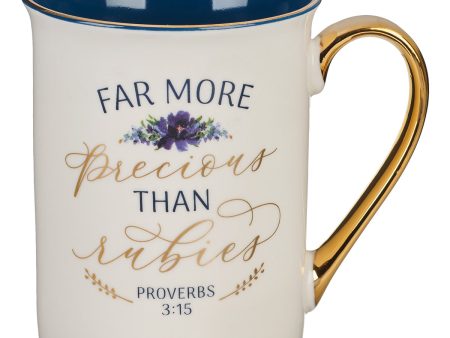 Far More Precious Than Rubies Ceramic Mug - Proverbs 3:15 on Sale