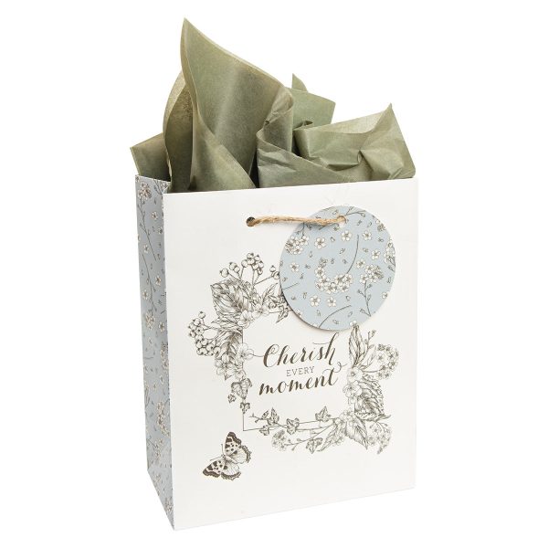 Cherish Every Moment Floral Butterfly Small Gift Bag With Gift Tag Online