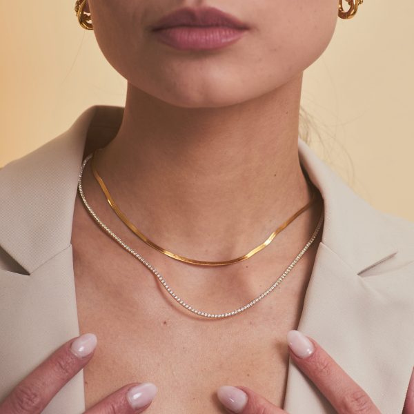 ISABELLA HERRINGBONE NECKLACE GOLD For Discount