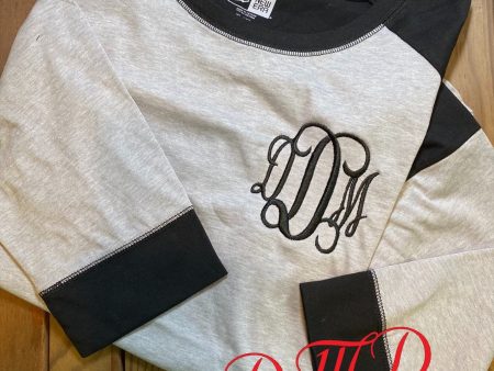 Monogrammed 3 4 Raglan Sleeve Tee, Monogrammed baseball Shirt Hot on Sale