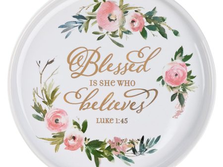 Blessed Is She Who Believes Ceramic Trinket Tray - Luke 1:45 For Sale