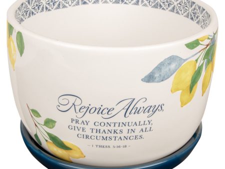 Rejoice Always Lemons Ceramic Planter For Cheap