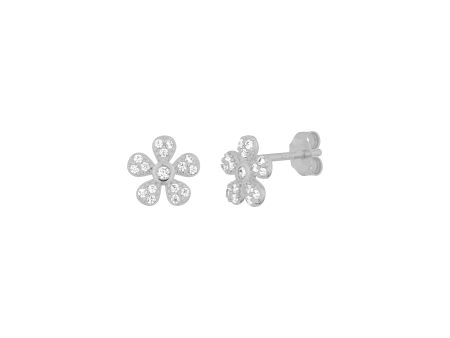 FLOWER STUDS SILVER For Sale