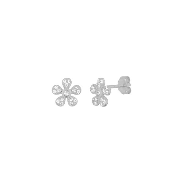 FLOWER STUDS SILVER For Sale