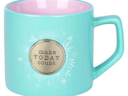 Make Today Count Ceramic Mug With Metal Badge - Psalms 118:24 Online Hot Sale