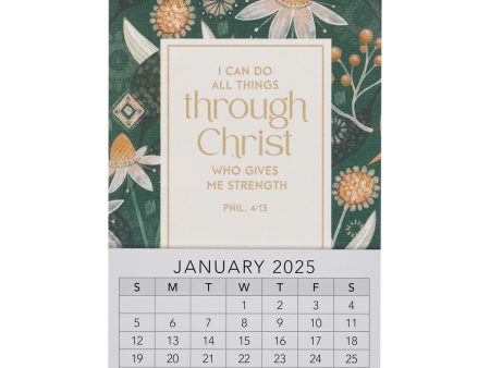 2025 Mini Magnetic Calendar - I Can Do All Things Through Christ Who Gives Me Strength - Floral Online now