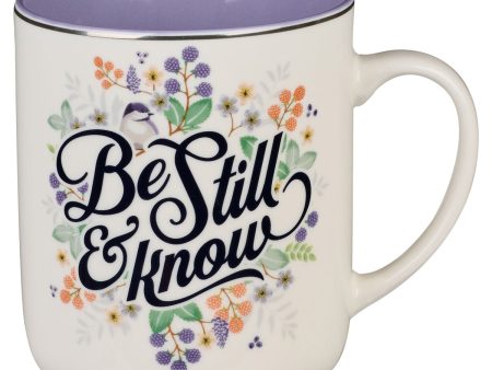 Be Still & Know Floral Purple Interior Ceramic Mug - Ps. 46:10 Cheap