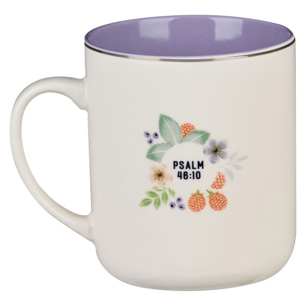 Be Still & Know Floral Purple Interior Ceramic Mug - Ps. 46:10 Cheap