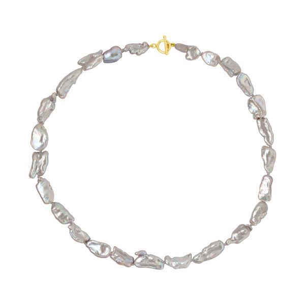 LEIGHTON PEARL NECKLACE DOVE GREY For Cheap