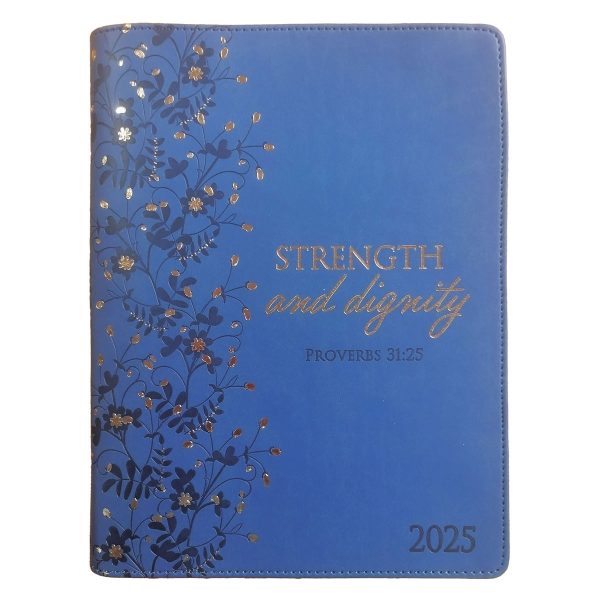 2025 Diary - 18-Month Planner for Women - Strength and Dignity - Faux Leather with Zip For Cheap