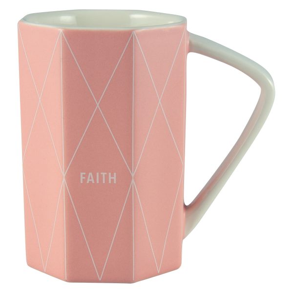 Faith Geometrical Pink Ceramic Mug - Hebrews 11:1 For Sale