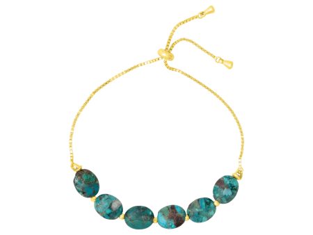 LUCIA TURQUOISE PULL TIE BRACELET GOLD Cheap