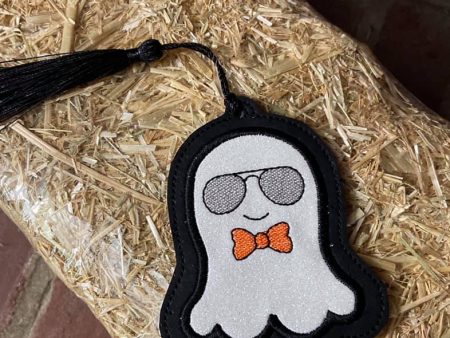 Cool Ghost Bookmark bag tag ornament machine embroidery design DIGITAL DOWNLOAD Sale