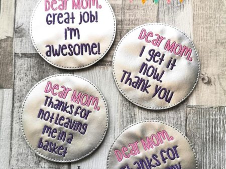 Dear Mom Mum Coaster set (2 versions available: US & UK versions) includes 4 designs machine embroidery design DIGITAL DOWNLOAD Online now