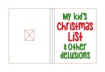 My kid s christmas list and other delusions notebook cover (2 sizes available) machine embroidery design DIGITAL DOWNLOAD Fashion