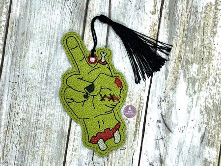 Zombie Middle Finger Bookmark bag tag ornament 4x4 machine embroidery design DIGITAL DOWNLOAD Online now