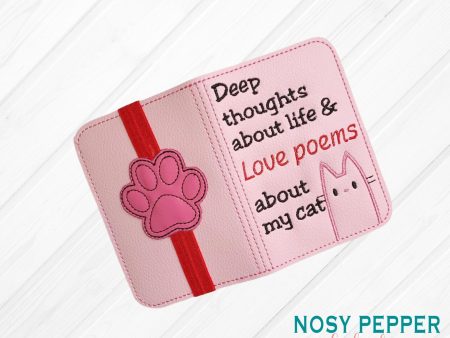 Deep thoughts about life and love poems about my cat notebook cover (2 sizes available) machine embroidery design DIGITAL DOWNLOAD Fashion