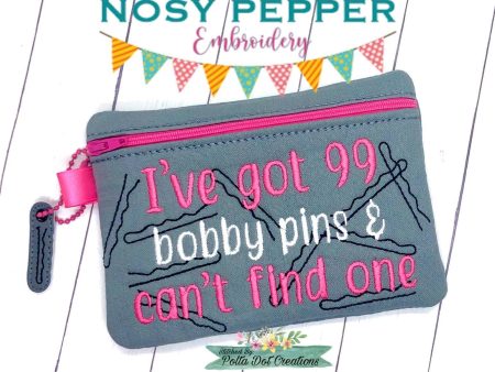 99 bobby pins and can t find one ITH Bag & Charm (4 sizes available) machine embroidery design DIGITAL DOWNLOAD Fashion