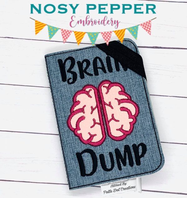 Brain Dump applique notebook cover (2 sizes available) machine embroidery design DIGITAL DOWNLOAD Fashion