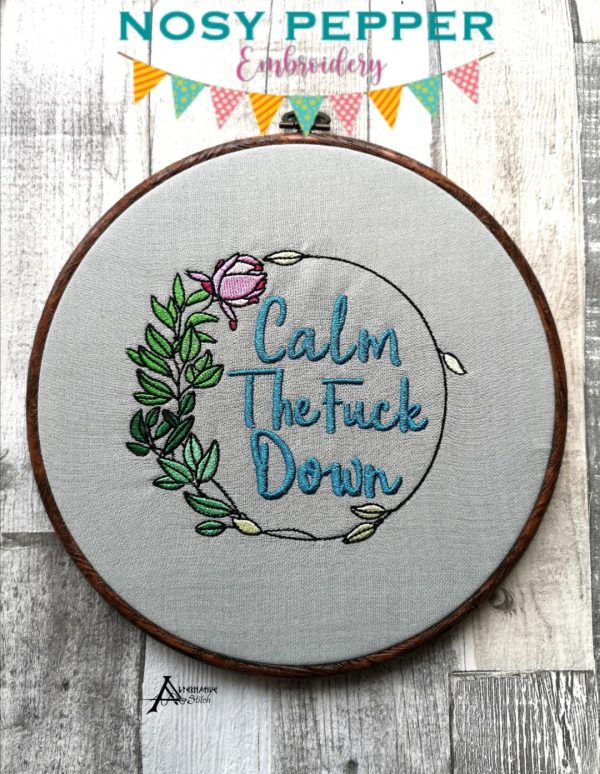 Calm the F*ck down machine embroidery design (4 sizes included) DIGITAL DOWNLOAD on Sale