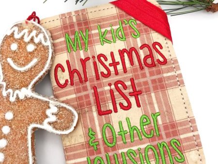 My kid s christmas list and other delusions notebook cover (2 sizes available) machine embroidery design DIGITAL DOWNLOAD Fashion