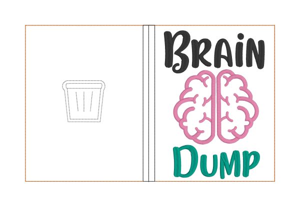 Brain Dump applique notebook cover (2 sizes available) machine embroidery design DIGITAL DOWNLOAD Fashion