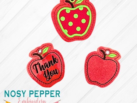 Apple gift tag charm set 4x4 machine embroidery design DIGITAL DOWNLOAD Discount