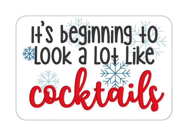 It s beginning to look a lot like cocktails ITH Mug Rug (4 sizes included) machine embroidery design DIGITAL DOWNLOAD Hot on Sale