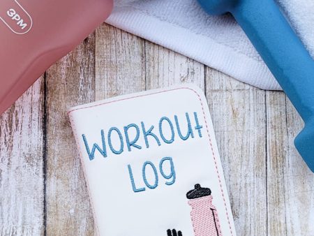 Workout Log notebook cover (2 sizes available) machine embroidery design DIGITAL DOWNLOAD Cheap