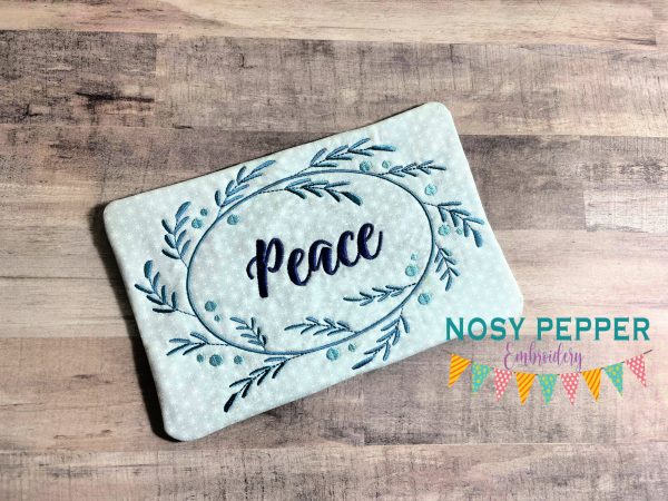 Peace ITH Mug Rug (4 sizes included) machine embroidery design DIGITAL DOWNLOAD Online now